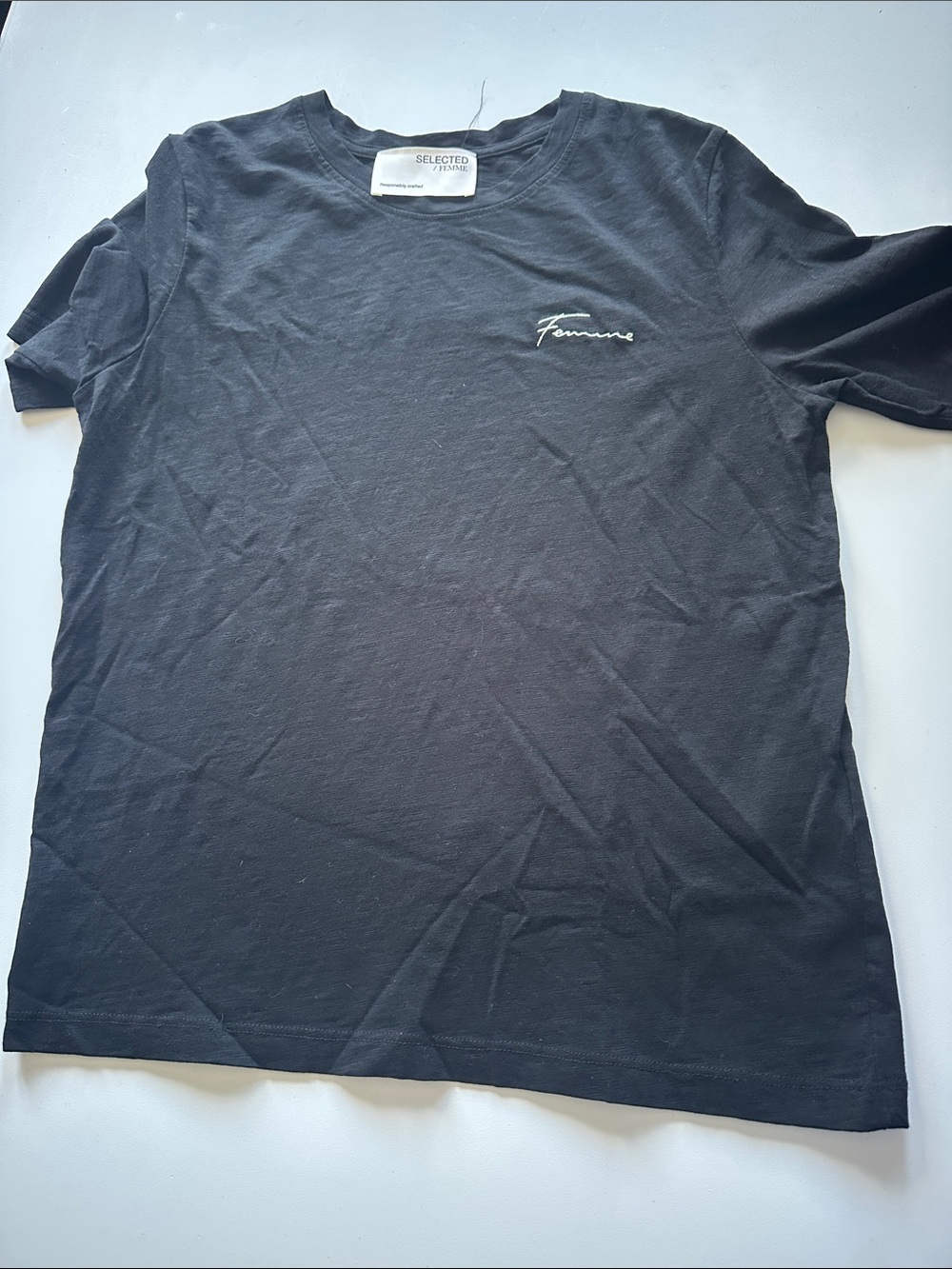 Black 'Femme' Logo Crew Neck T-Shirt
